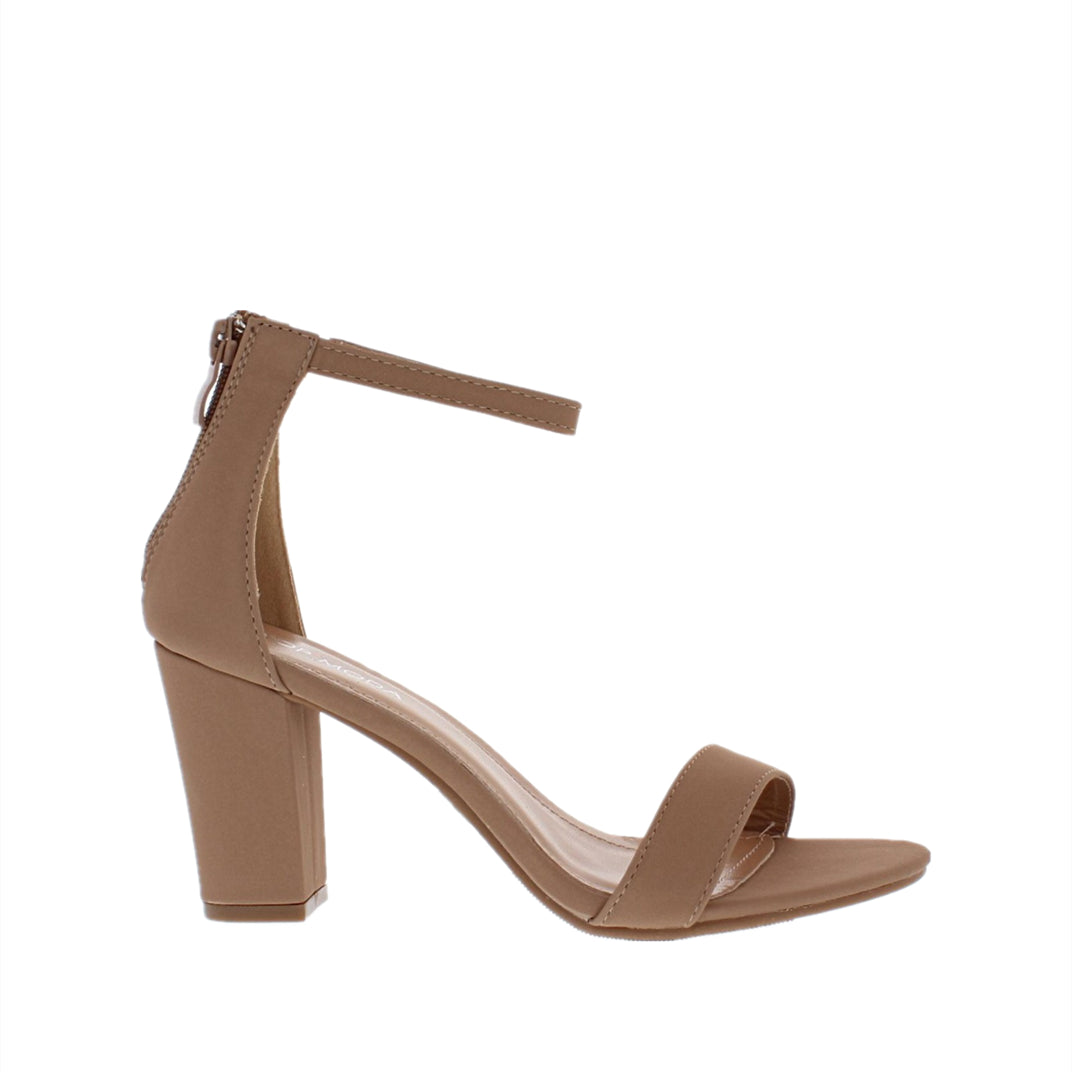 Ankle Strap Mid Chunky Heel (TAN)