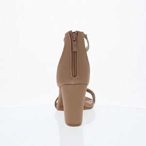 Ankle Strap Mid Chunky Heel (TAN)