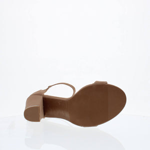 Ankle Strap Mid Chunky Heel (TAN)