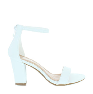 Ankle Strap Mid Chunky Heel (WHITE)