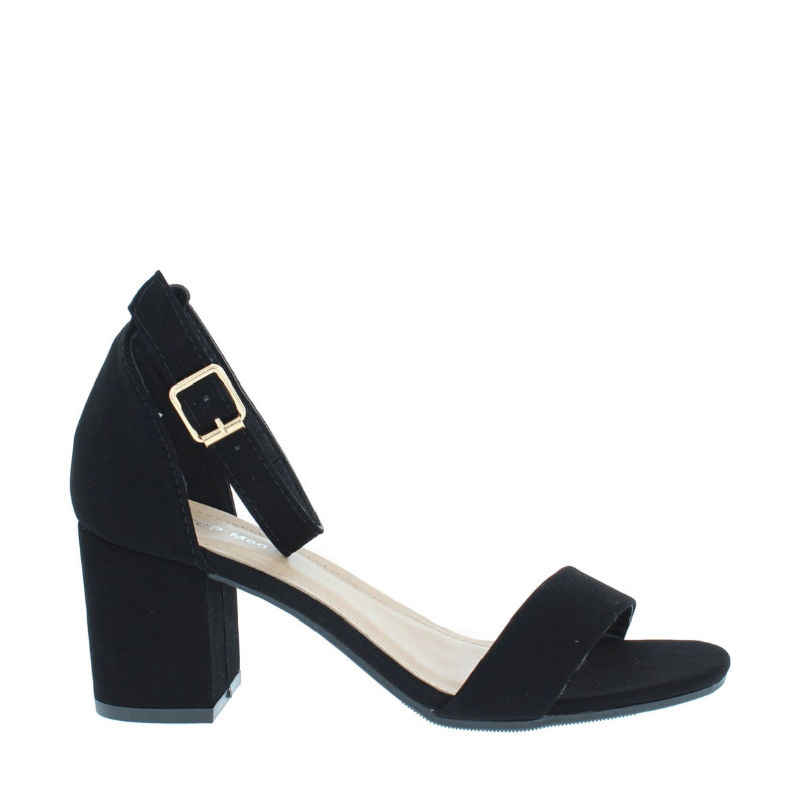 Buckle Strap Chunky Heel Sandal (BLACK)