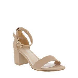 Buckle Strap Chunky Heel Sandal (TAN)