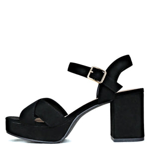 Chunky Heel Platform Sandal (BLACK)