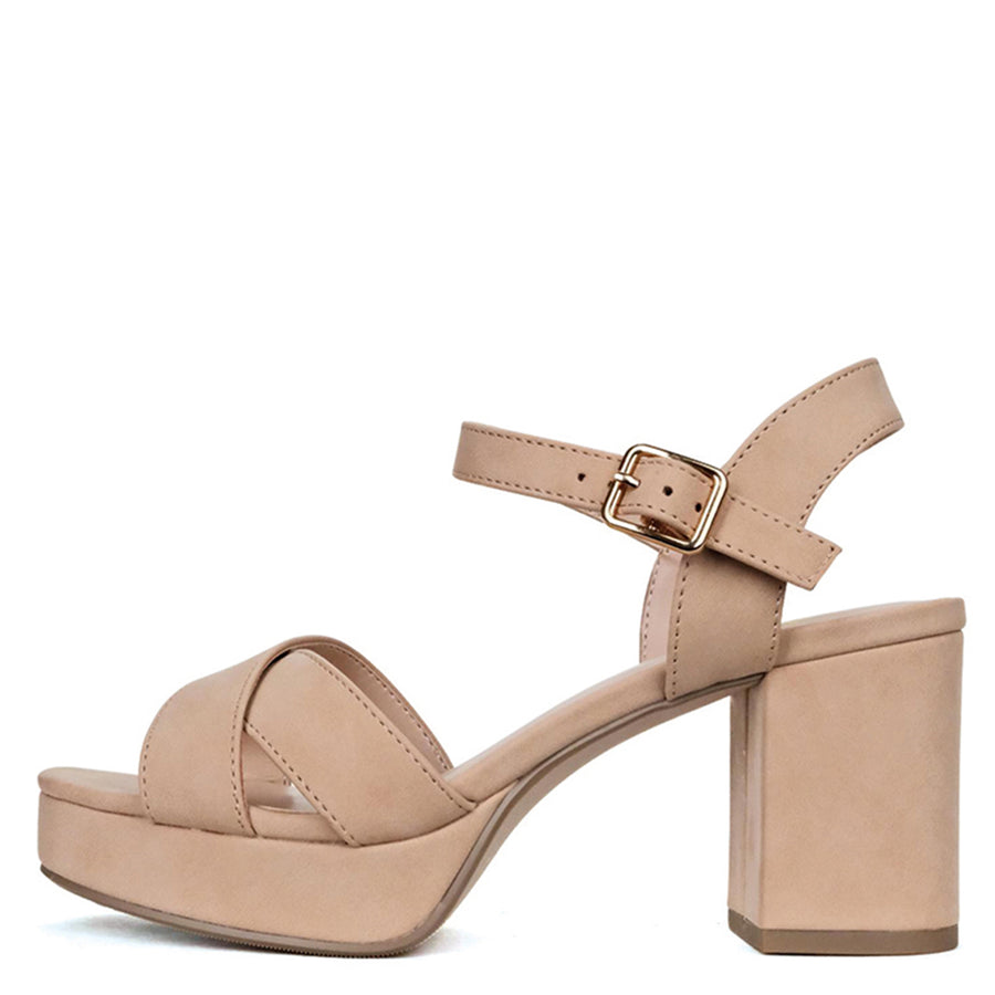 Chunky Heel Platform Sandal (NUDE)