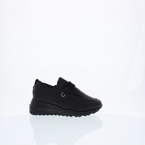 PU Lace Up Kids Sneaker (BLACK)