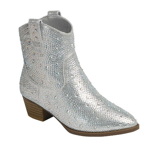 Rhinestone Western Kids Bootie (SILVER)