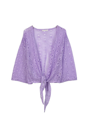 Tie Waist Mesh Cardigan (LAVENDER)