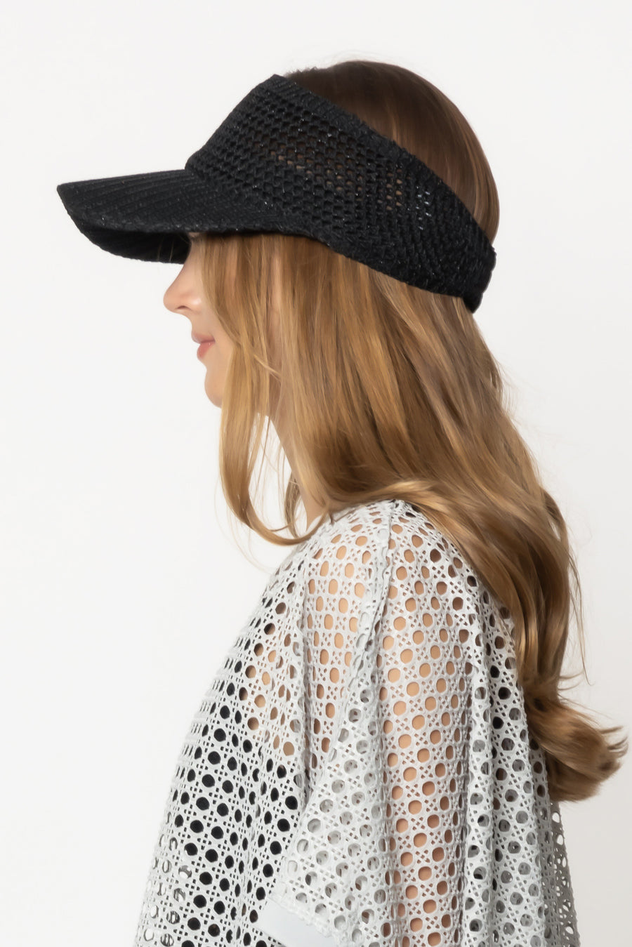 Lurex Metallic Visor Hat (BLACK)