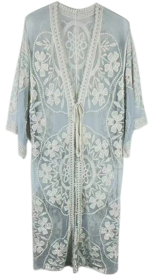 Floral Lace Kimono (LIGHT BLUE)