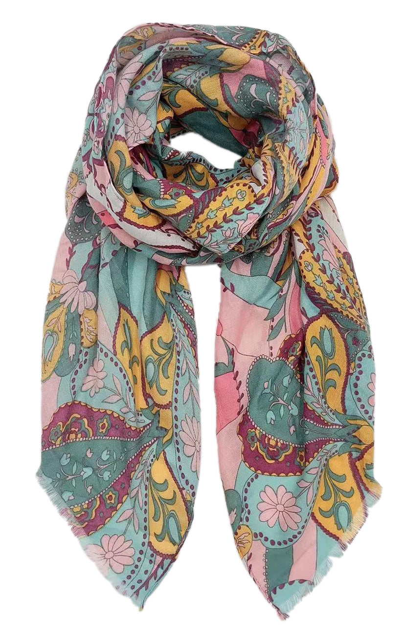 Paisley Print Scarf (CORAL)