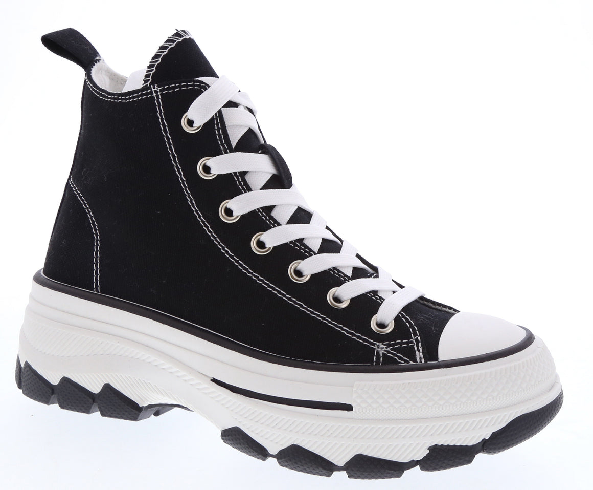 Canvas Lace Up Sporty Sneaker (BLACK)