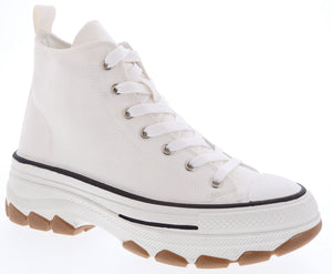 Canvas Lace Up Sporty Sneaker (WHITE)