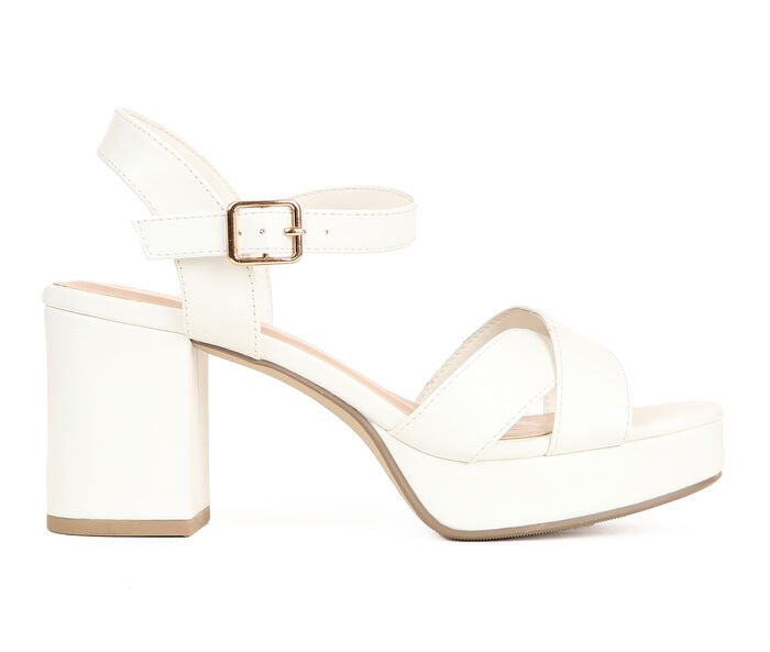 Chunky Heel Platform Sandal (WHITE)